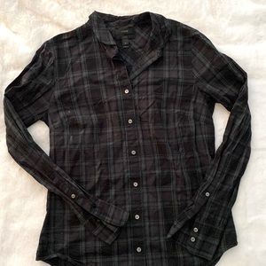 J.Crew perfect fit button down shirt (green and navy plaid)